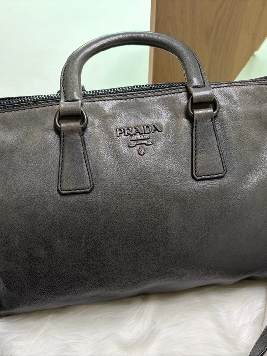 Prada Handbags - Authentic PRADA Vintage Gray Leather 2-Way Bag